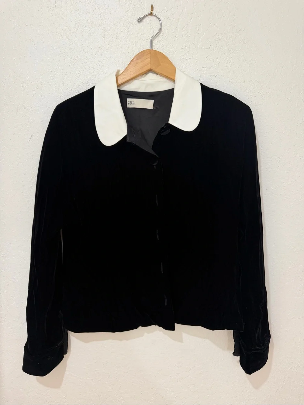 Tory Burch Black Jacket with White Collar